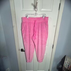 VICTORIA SECRET HOT PINK VELOUR JOGGER PANTS